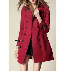 Burgundy Lapel Collar Trenchcoat
