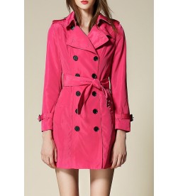 Hot Pink  Double Breasted Trenchcoat