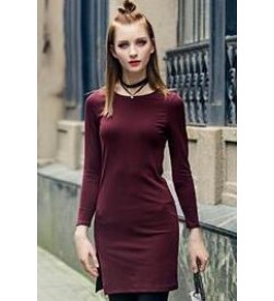 Burgundy Round Neck Slit Tunic
