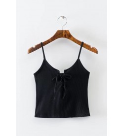 Black Tie-Up Crop Cami